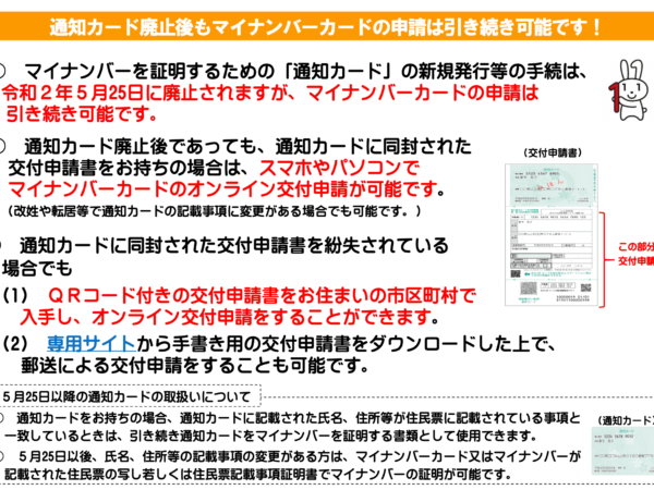マイナンバー通知カード廃止のお知らせについて