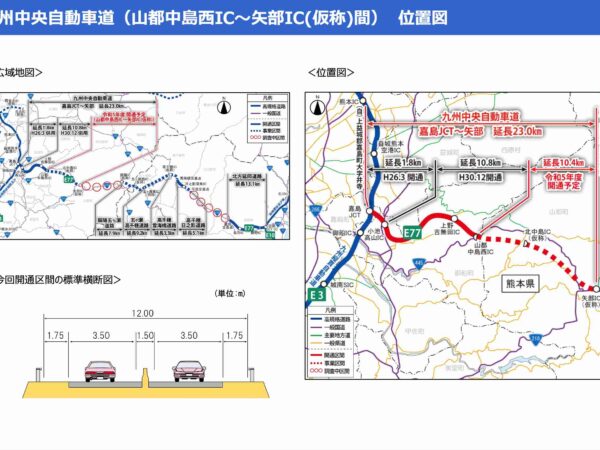 山都中島西IC〜矢部IC（仮称）間　令和５年度開通の見通し